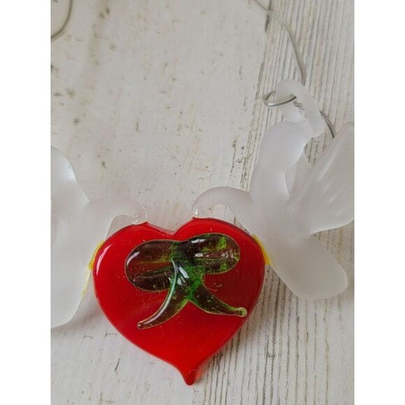 Dove heart mistletoe ornament Xmas decor bird Frost - Picture 4 of 6
